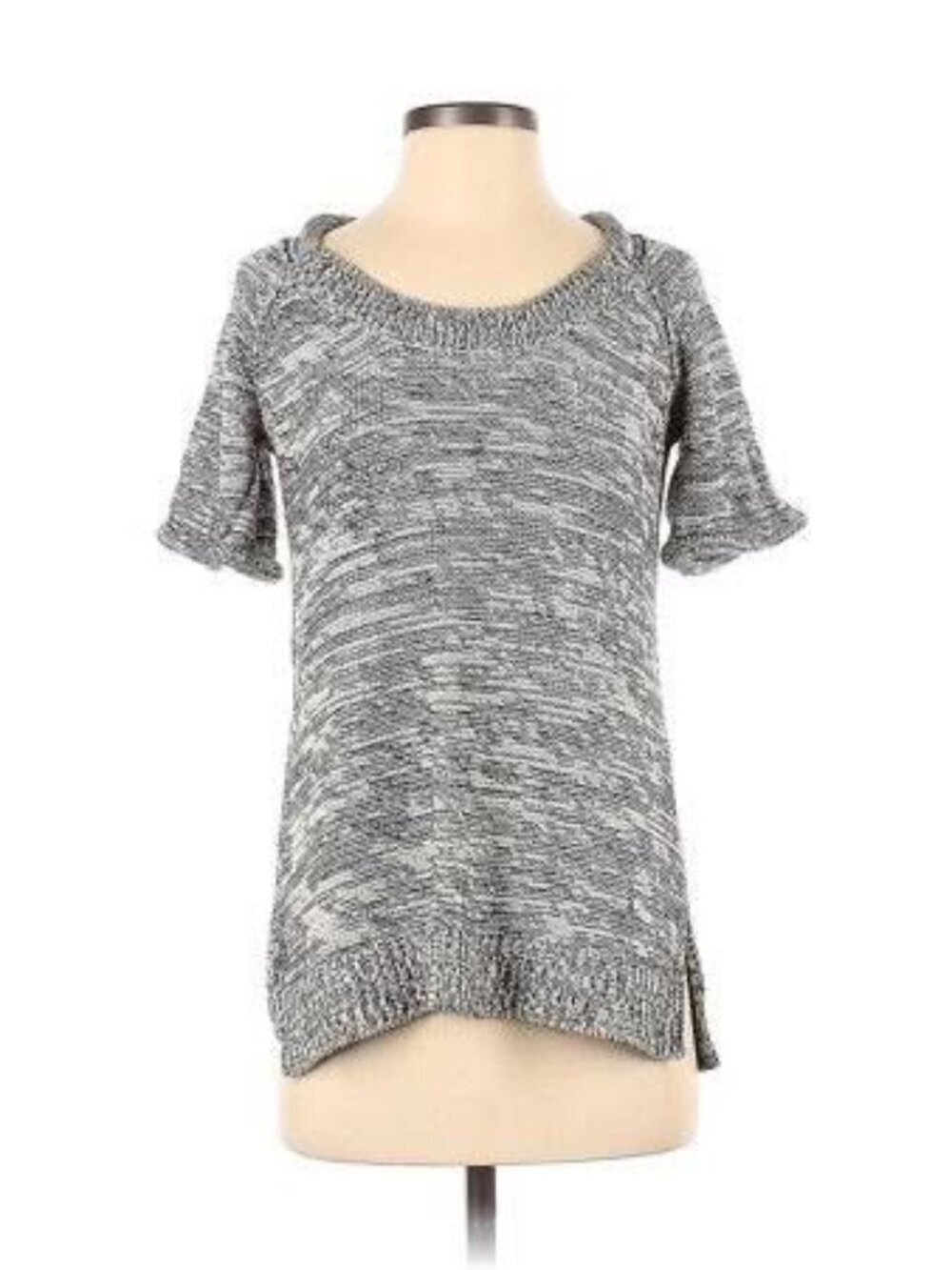 Cabi Women's Short Sleeve V Neck Sweater Black/White Size M